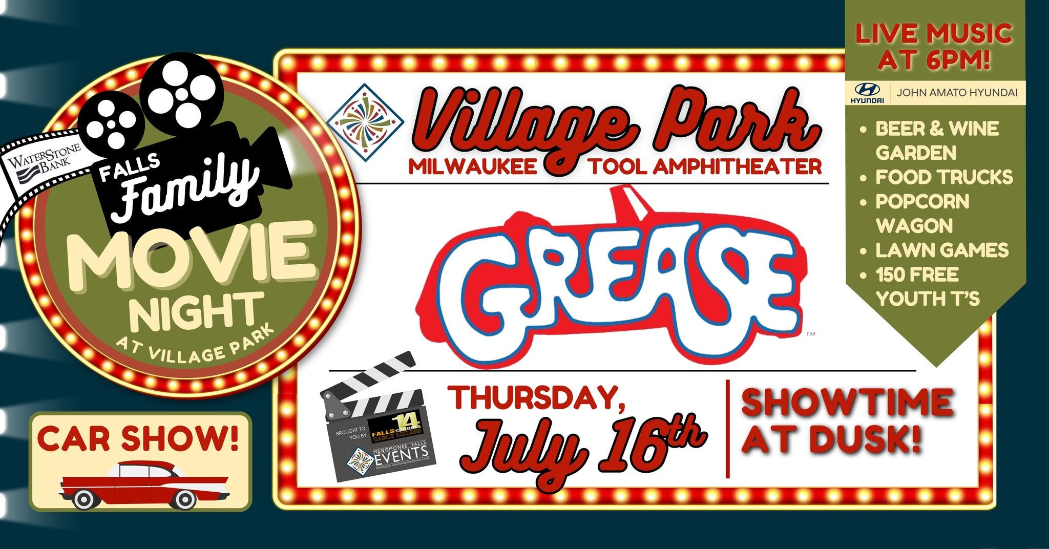 "Grease" FALLS FAMILY MOVIE NIGHT | Presented by WaterStone Bank