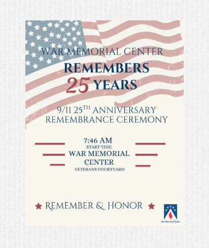 9/11 25th Anniversary Remembrance Ceremony September 11 - 7:46am